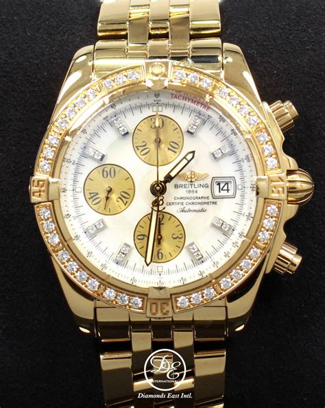 18k gold breitling chronomat|breitling chronomat diamond bezel.